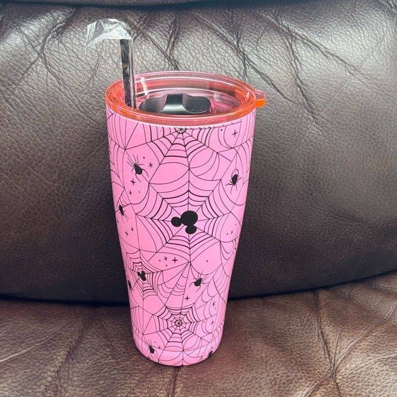 Disney Mouse Ears & Spider Webs Pink Halloween Travel Tumbler - Picture 7 of 7